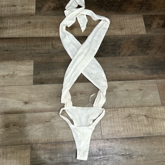 Are You Am I tie scarf Bam Bam bodysuit - Picture 6 of 11